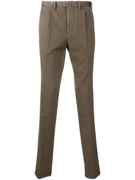 Pantaloni Dell'oglio de lână plisate maro