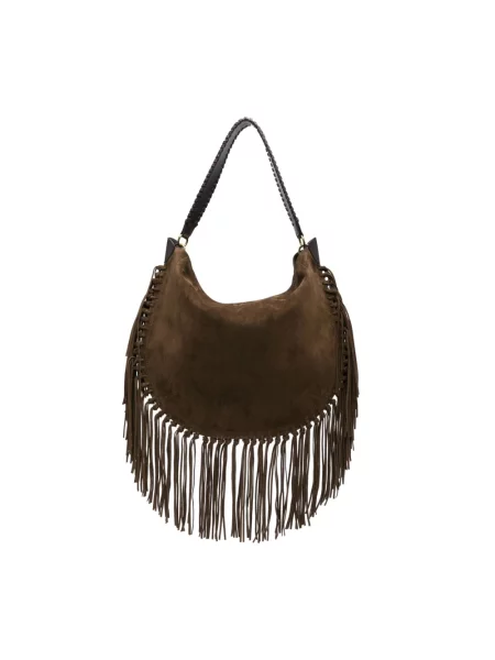 Torebka Isabel Marant z frędzli zamszowa brązowa