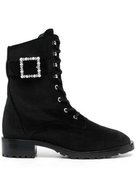 Botine Stuart Weitzman cu șireturi din dantelă negru