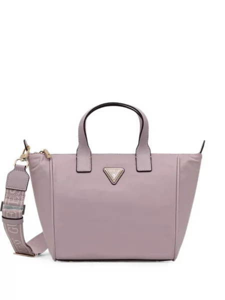 Geantă shopper Guess cu autograf violet