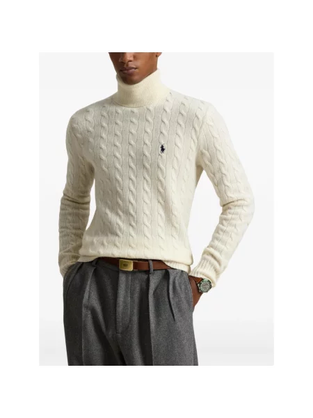 Sweter z golfem Ralph Lauren z kaszmiru beżowy