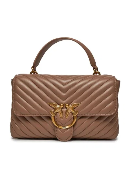 Geanta de piele Pinko clasică bej