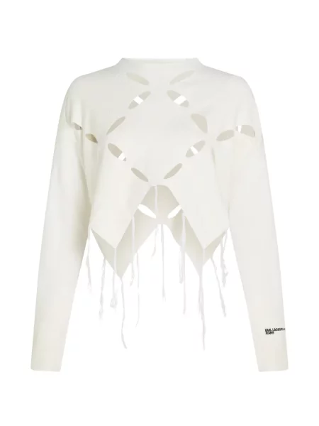Pulover Karl Lagerfeld Jeans cu franjuri