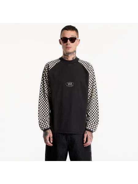 Tricou Vans A.O.D. Racing Longsleeve T-Shirt Black/White M alb