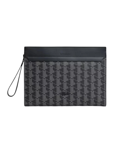 Lniana torba na laptopa Lacoste czarna