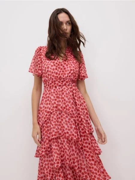 Reserved Rochie cu model și volane multicolor