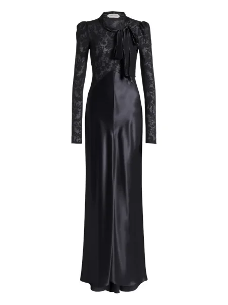 Rochie maxi Alberta Ferretti din dantelă de costum negru
