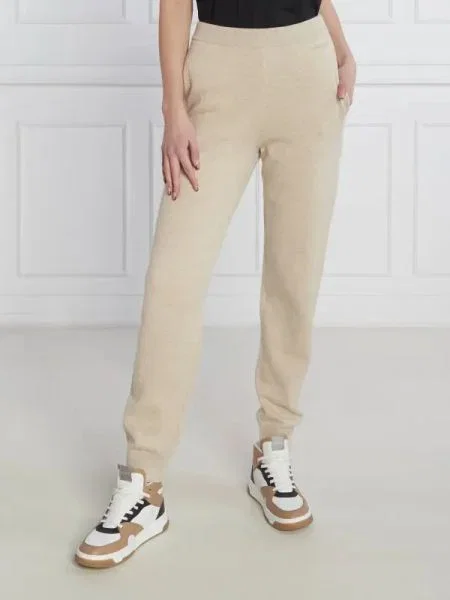 Calvin Klein Pantaloni de tricot cu adaos de cașmir bej