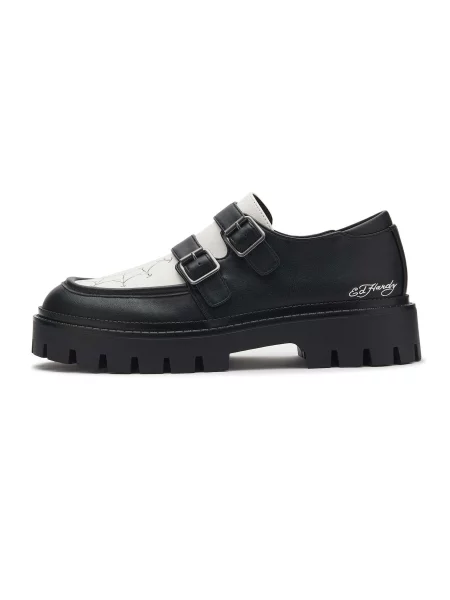 Ed Hardy Mocasini negru alb