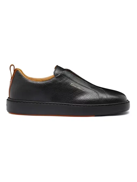 Sneakersy Santoni skórzane wsuwane czarne