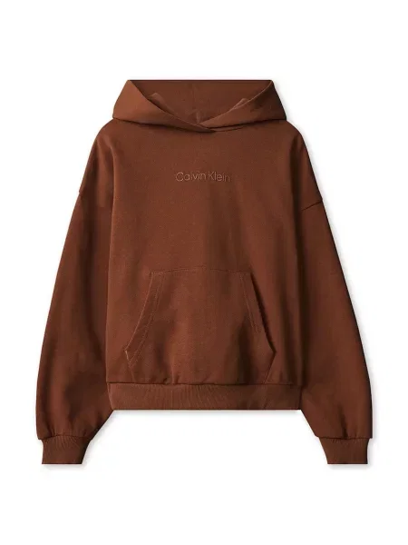 Calvin Klein Jeans mikina s kapucňou detská hnedá