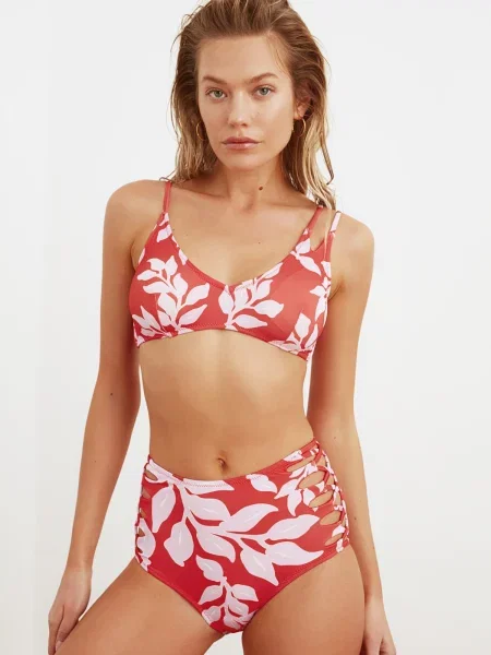 Bikini Trendyol cu talie înaltă roz