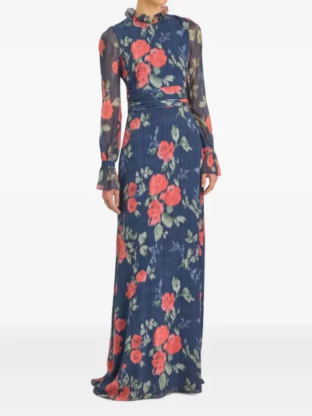 Rochie Markarian cu model floral cu imagine albastru