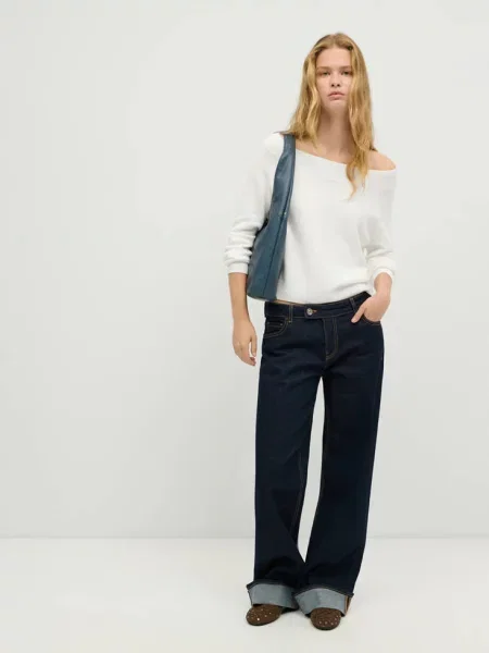 Sweter z dekoltem łódką złamana biel Teen XXS MANGO TEEN