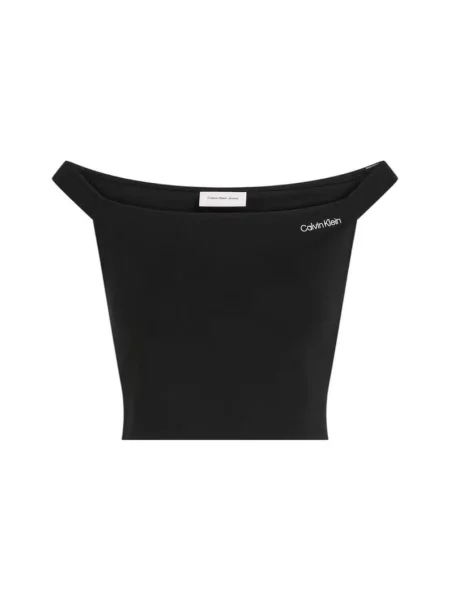 Top dżinsowy Calvin Klein Jeans z autografem czarny