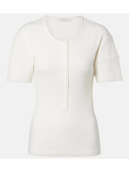 Cămașă Lemaire de in cu guler henley alb
