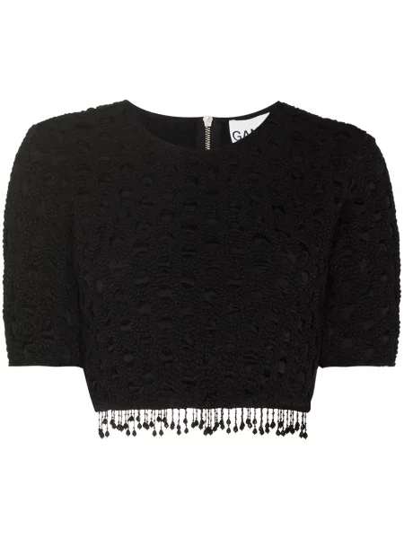 Top Ganni cu mărgele negru