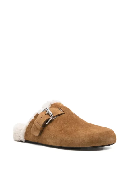 Papuci tip mules Isabel Marant cu cataramă maro