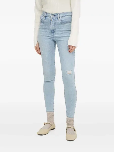 Карирани дънки straight leg Levi's® с шипове кафяво