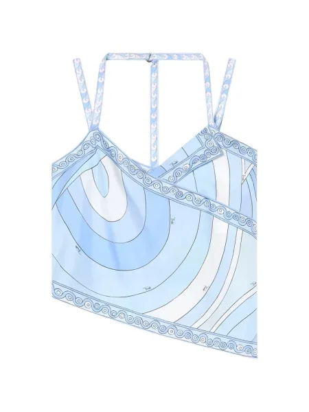 Top Pucci de mătase cu imagine albastru