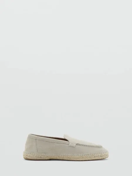 Espadryle ze skóry i juty piaskowy Mężczyzna 44 MANGO MAN