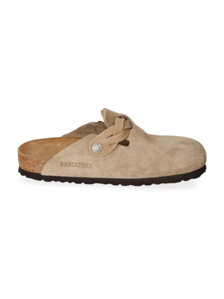 Klapki Birkenstock plecione zamszowe brązowe