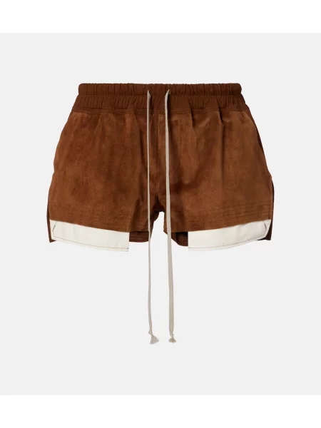 Pantaloni scurți Rick Owens din piele de căprioară negru