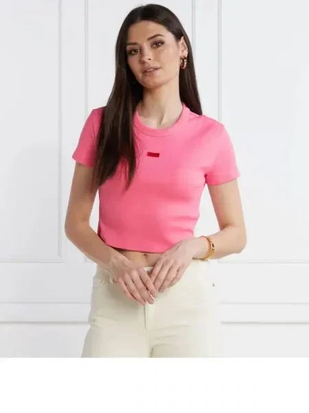 HUGO Póló | Cropped Fit rózsaszín