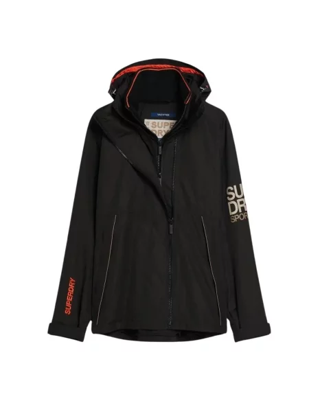 Kurtka przeciwdeszczowa z kapturem Superdry Yachter czarna