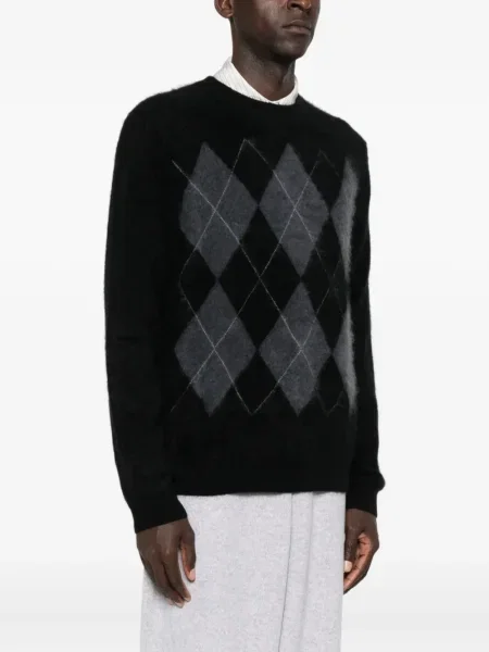 Кашмирен аргайл пуловер Arch4 черно