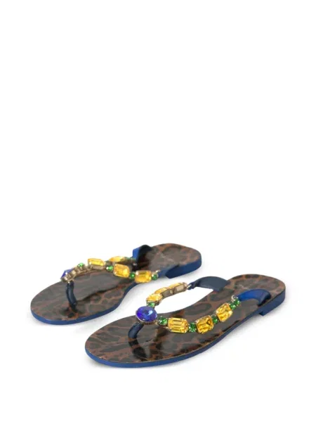 Sandale Dolce & Gabbana cu imagine cu model leopard albastru