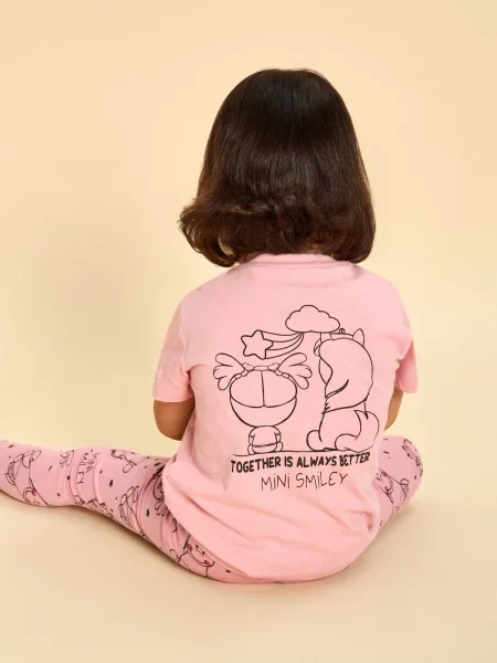 Sinsay tričko s potiskem na zádech Mini Smiley® růžová