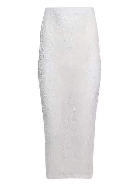 Fustă midi Wardrobe.nyc din dantelă până la genunchi alb