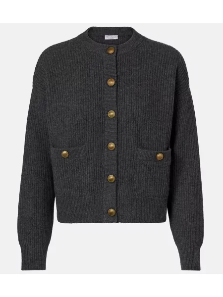 Kardigan Brunello Cucinelli wełniany szary