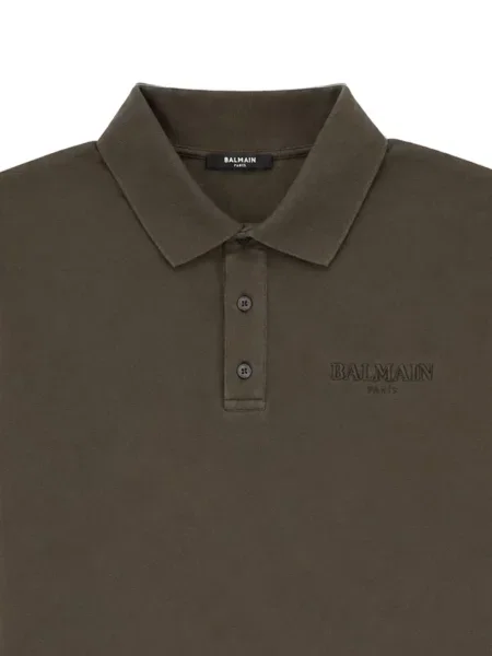 Scurt tricou polo Balmain cu broderie verde