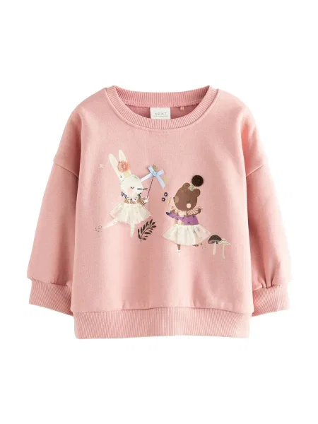 Next Sweater majica smeđa / roza / crna bijela