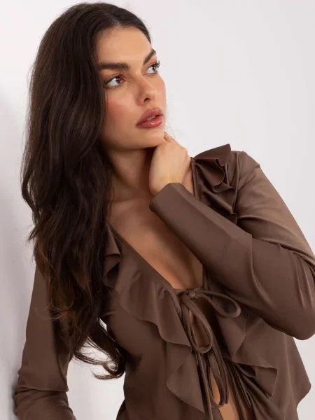 Bluză Moda Italy cu volane maro