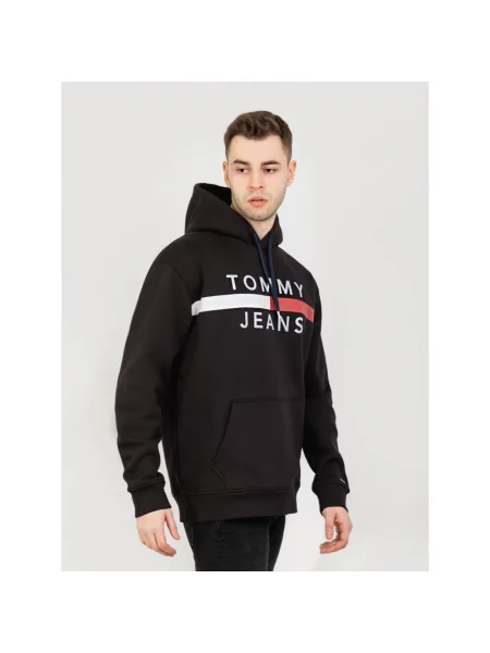 Bluza z kapturem Tommy Hilfiger z kapturem czarna