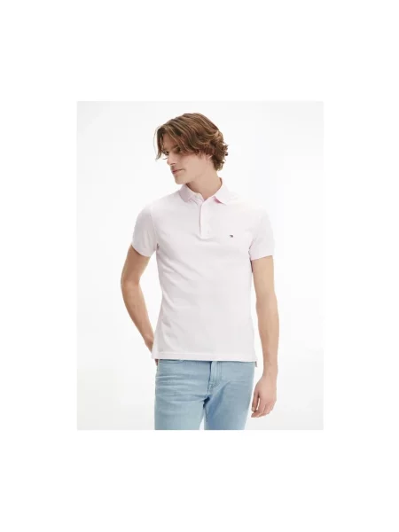 Koszulka polo o kroju slim fit z dodatkiem streczu Tommy Hilfiger różowe