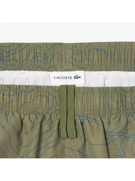 Lacoste Kąpielówki Z Nadrukiem O Średniej Długości zielony