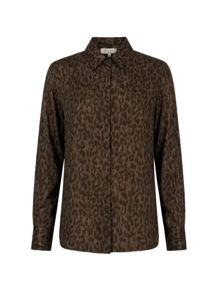 Cămașă Antonelli cu imagine cu model leopard maro