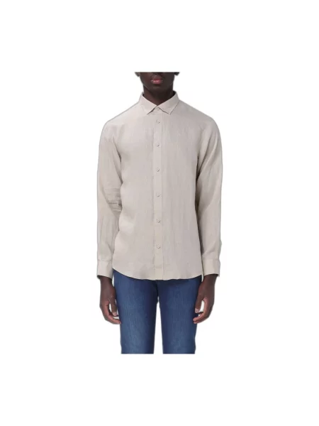 Lniana koszula Armani Exchange beżowa