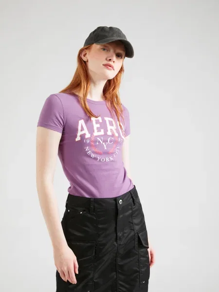 AÉROPOSTALE Tricou mov lavandă / portocaliu somon alb