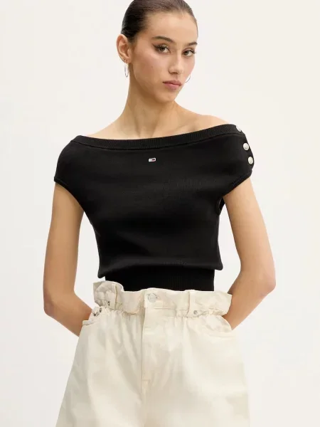 Bombažen pulover Tommy Jeans črna