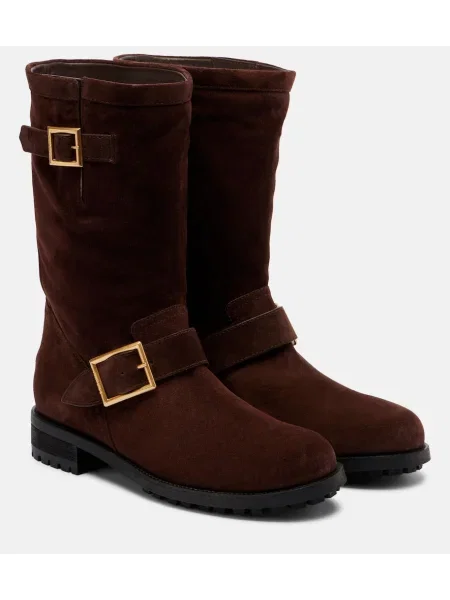 Botine Jimmy Choo din piele de căprioară biker maro