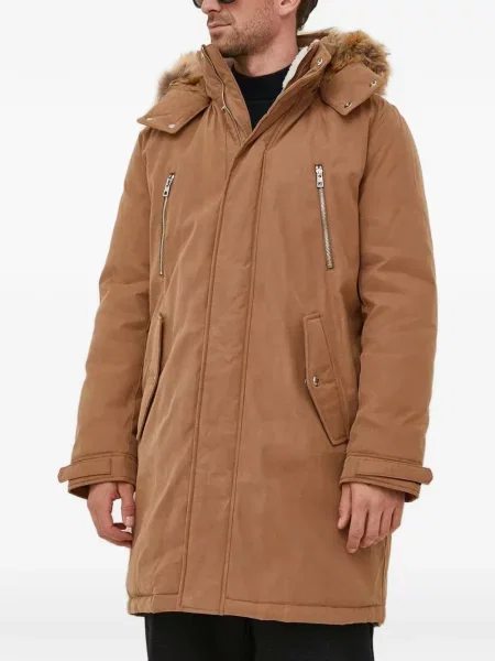 Geacă parka Michael Kors cu blană maro