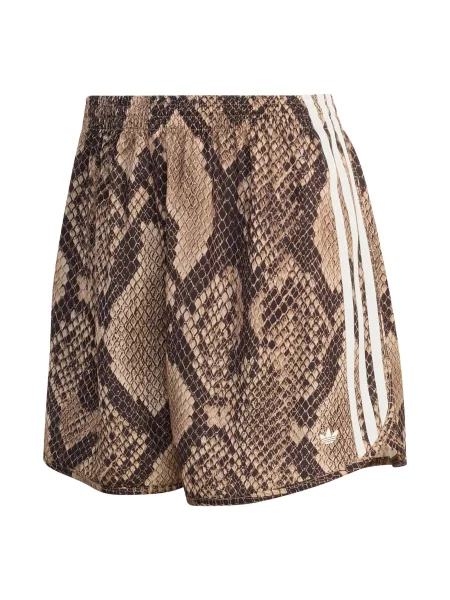 ADIDAS ORIGINALS Παντελόνι SNAKE PRINT SATIN σκούρο μπεζ / σκούρο καφέ λευκό