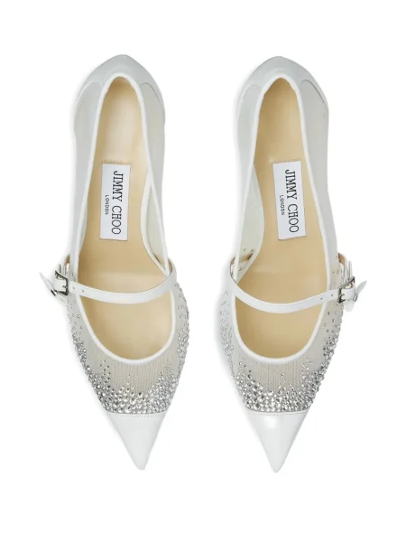 Pantofi cu toc Jimmy Choo plasă alb