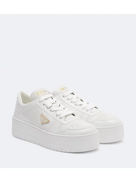 Sneakerși Prada din piele cu platformă alb