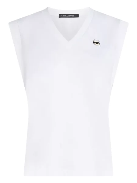 Топ Karl Lagerfeld с V-образно деколте бяло